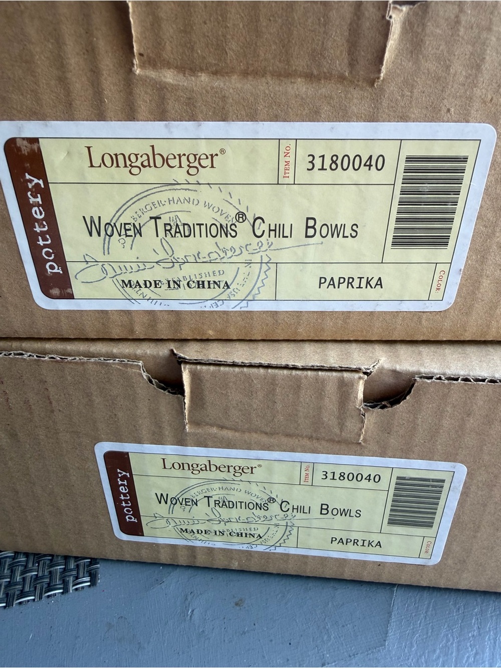 2 Longaberger Woven Traditions Chili Bowl With Handle Paprika NIB - Picture 2 of 2